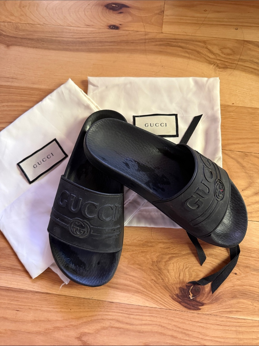 Gucci Black Logo Rubber Slide Sandals